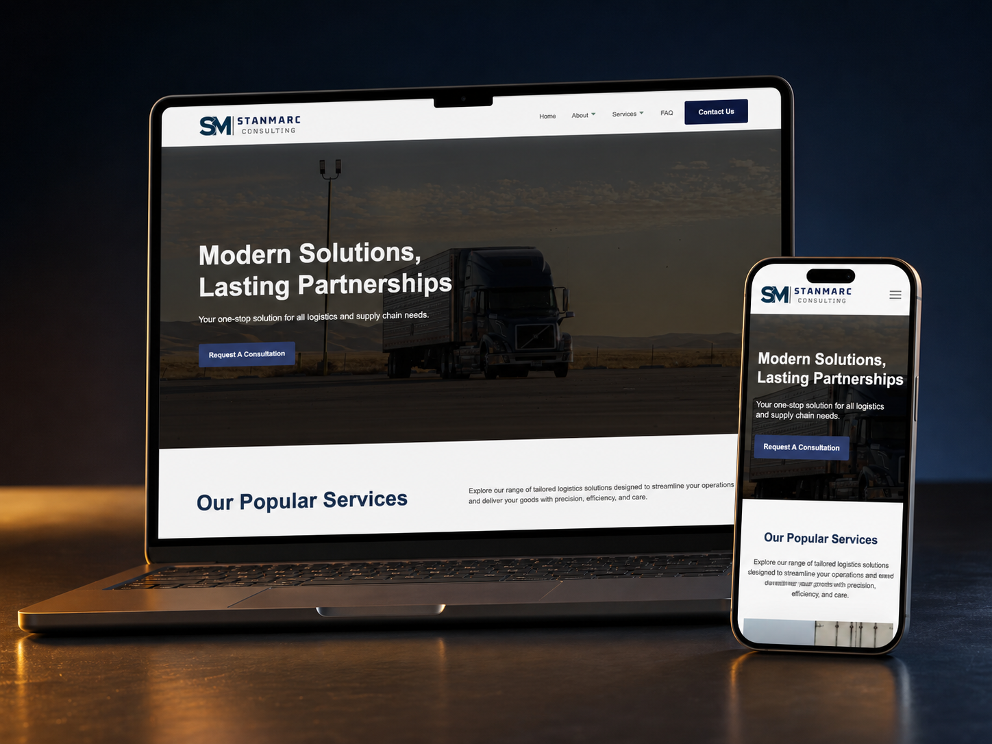 StanMarc Consulting website displayed on desktop and mobile devices